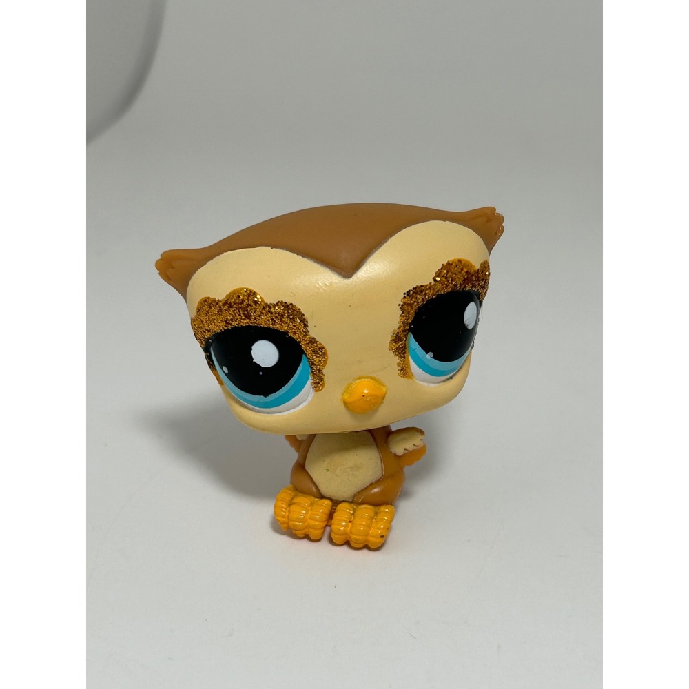 Littlest Pet Shop Golden Brown Owl Bird with Sparkling Glitter Accents #2231